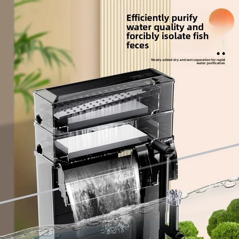 Waterfall Aquarium Filter Circulation Oil Film Removal Hang On Fish Tank Filter Silent Small Filters Fishbowl Filtration System