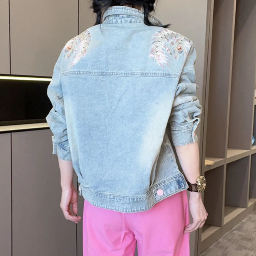 Spring and Autumn Short Denim Jacket 2024 New Women's Embroidered Chinese Style European Station European Tide Top Women's