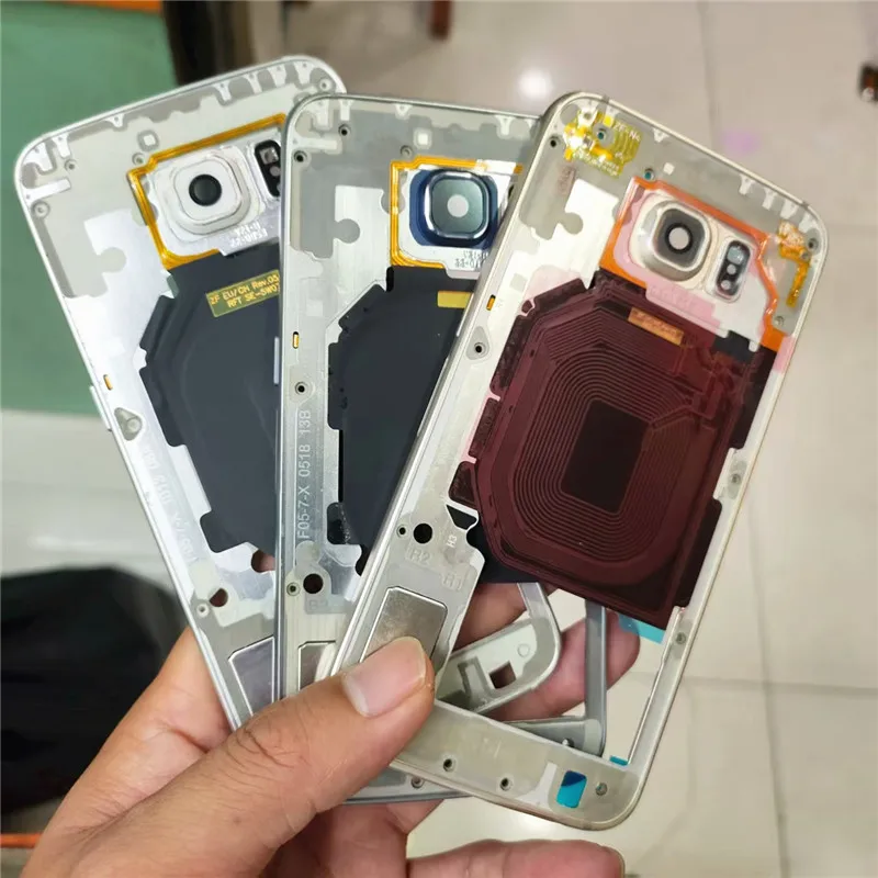Chassi da carcaça da moldura intermediária para Samsung Galaxy S6 G920F SIM único com lente da câmera