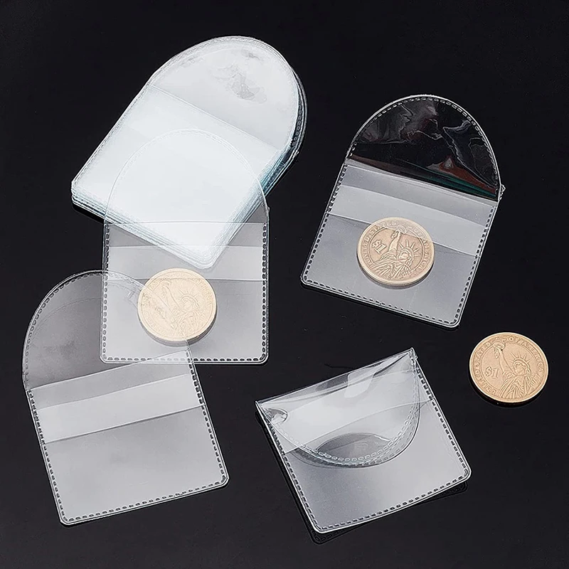 20Pcs Clear Plastic Single Pocket Coin Holder Individual Coin Sleeves For Coin Collection Storage Protective Pouch