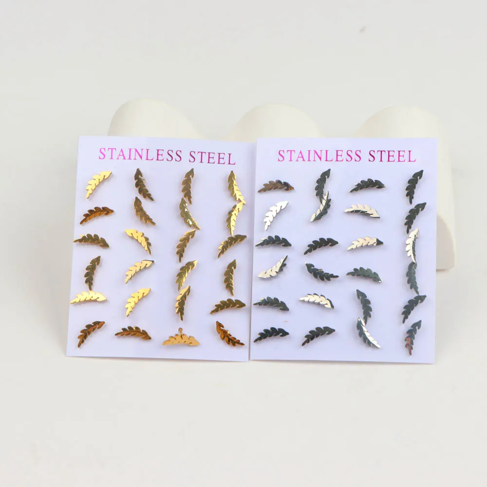 24Pairs/Lot Sweet  Stainless Steel Earrings Mixed Colors Simple Style Give Good Friends Daily Party Jewelry
