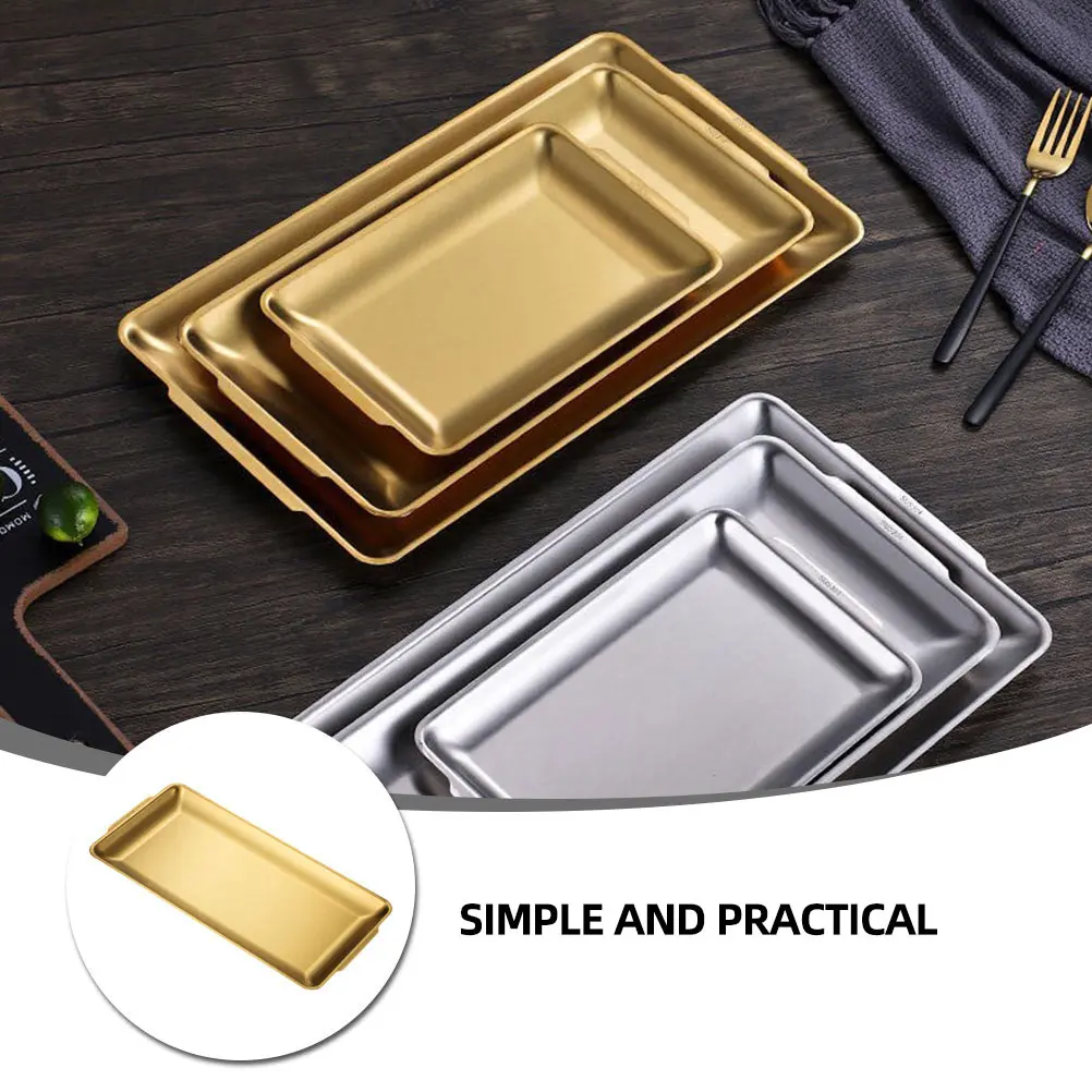 

Thickened Barbecue Tray Grilling Pan Rectangle Stainless Steel Dish Small Stovetop Baking Food Holder Safe Lightweight
