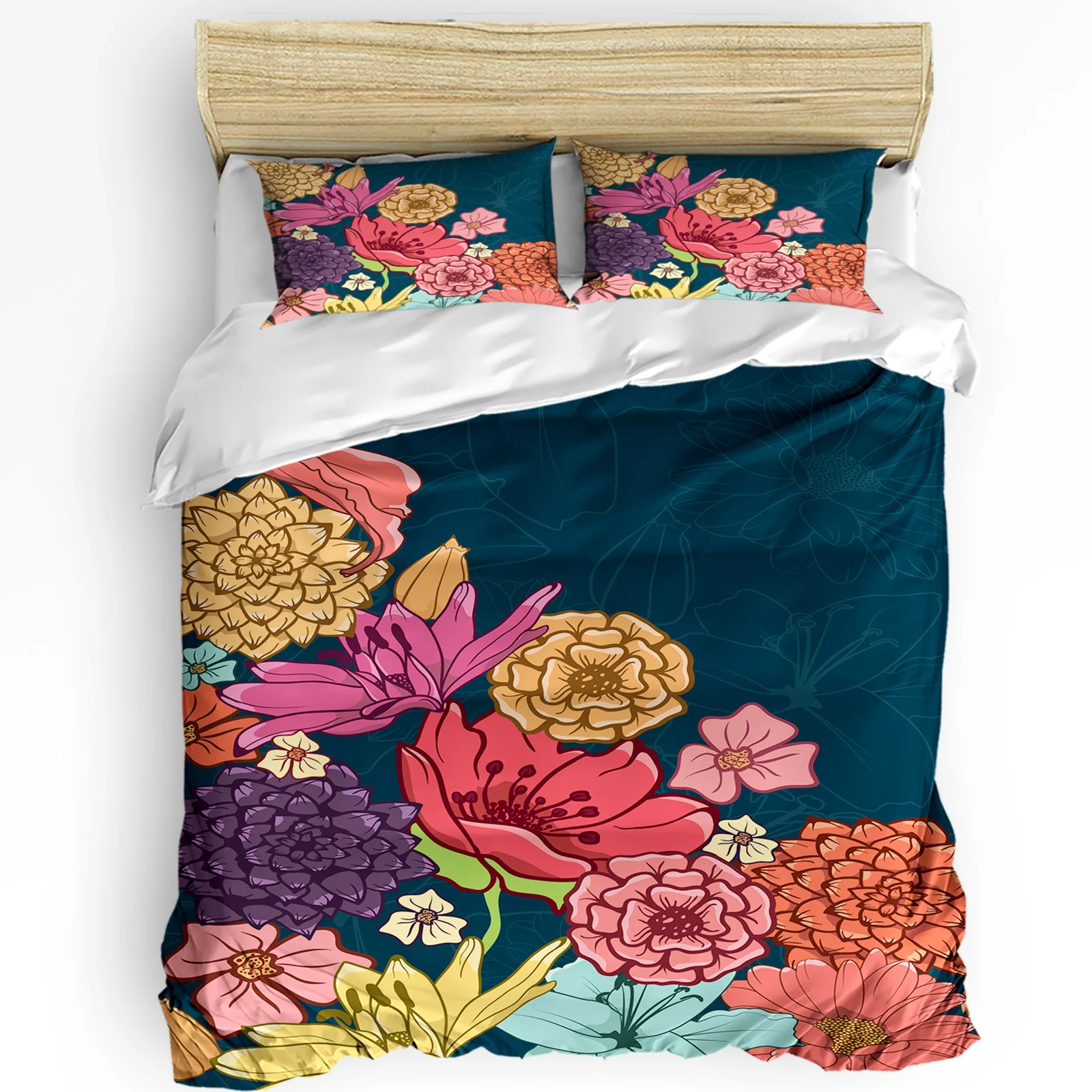 

Artistic Flowers Bedding Set 3pcs Boys Girls Duvet Cover Pillowcase Kids Adult Quilt Cover Double Bed Set Home Textile