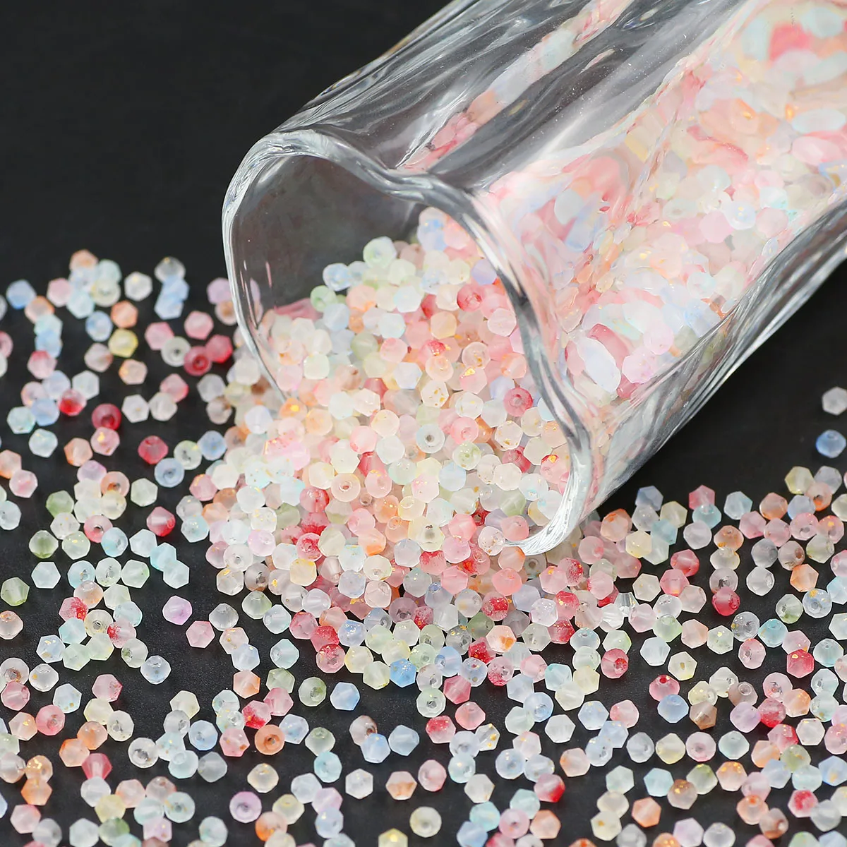 4mm Mixed Color Gradient Matte Rhombic Crystal Bead Glass Spacer Loose Beads For Jewelry Making Bracelet DIY Earrings Accessorie