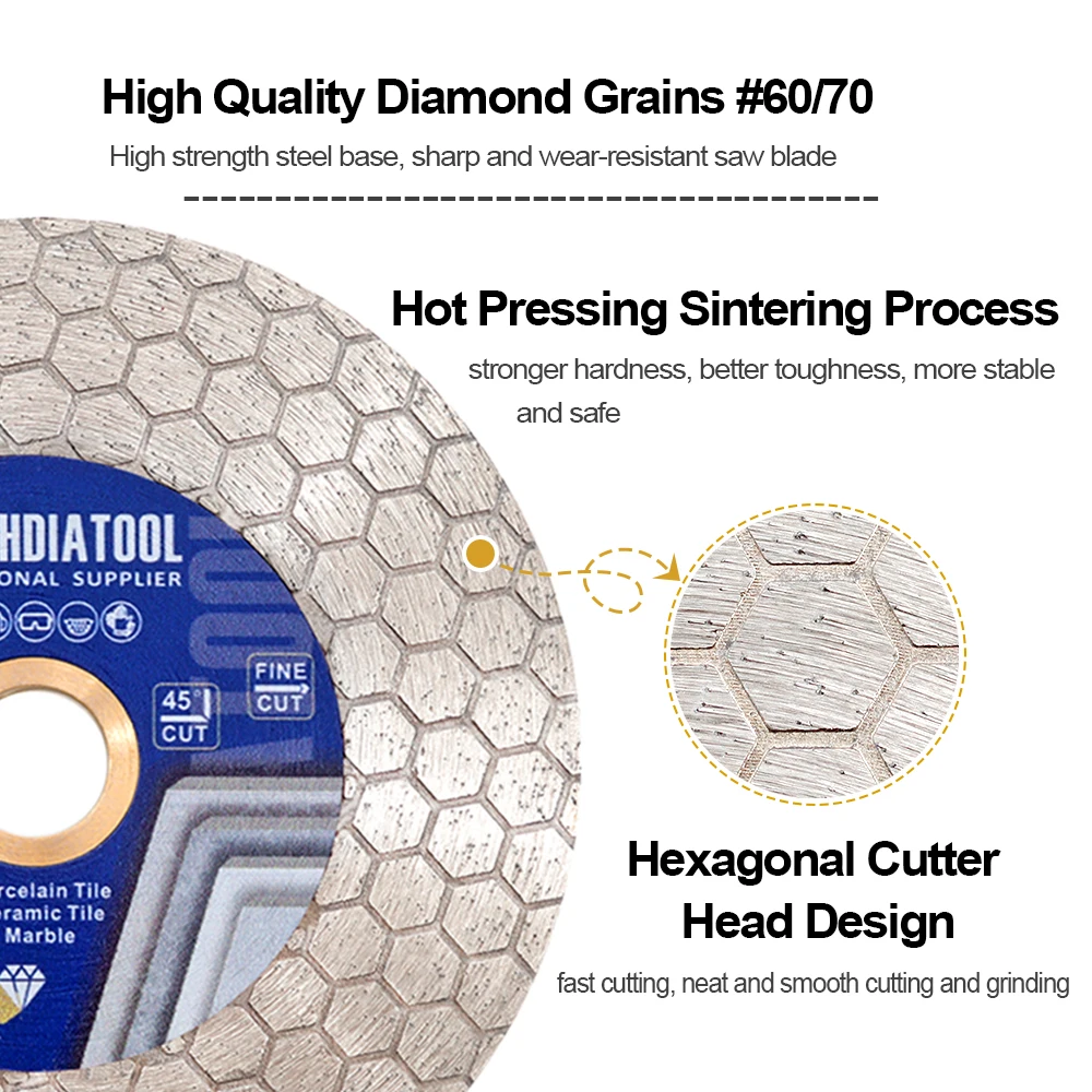 SHDIATOOL 2Pcs Dia125mm Double-sided Cutting Disc Diamond Saw Blade Grinding Wheel For Ceramic Tile Marble 5inches Cutter Plate