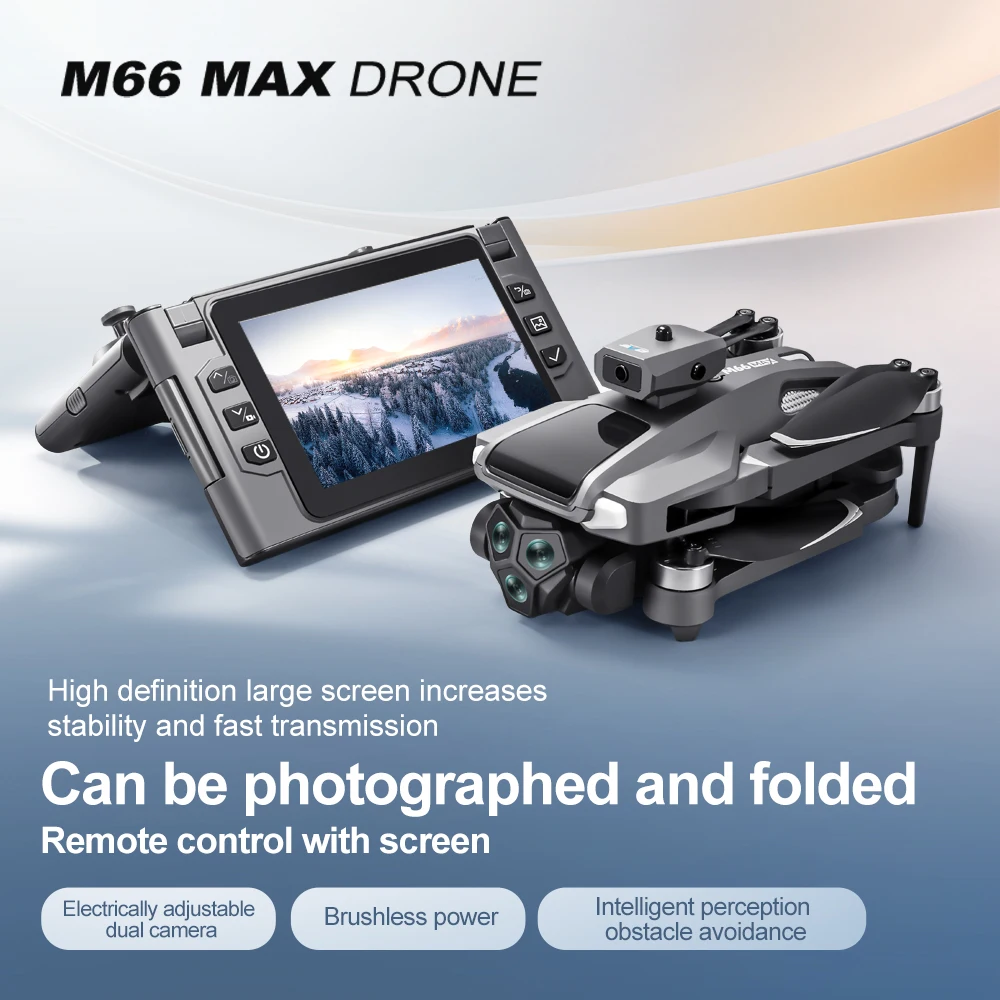 M66 MAX Профессиональный складной экран дрона 8K, удаленное предотвращение препятствий и стабилизация оптического потока, радиоуправляемый квадрокоптер для длительного полета