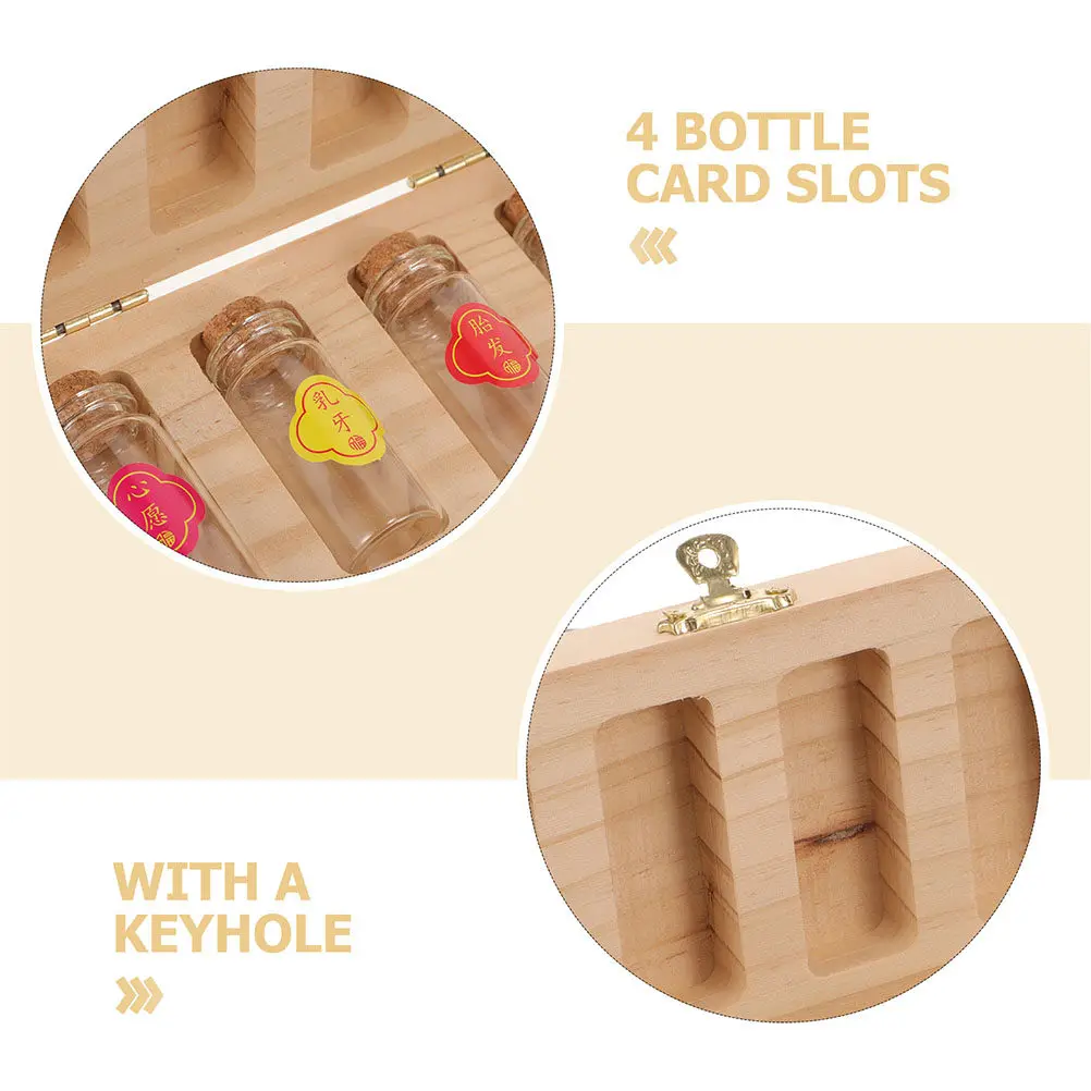 Baby Keepsake Box Fetal Hair Teeth Wooden Glass Bottles Newborn Storage Organizer First Haircut Umbilical Cord Memorial Souvenir