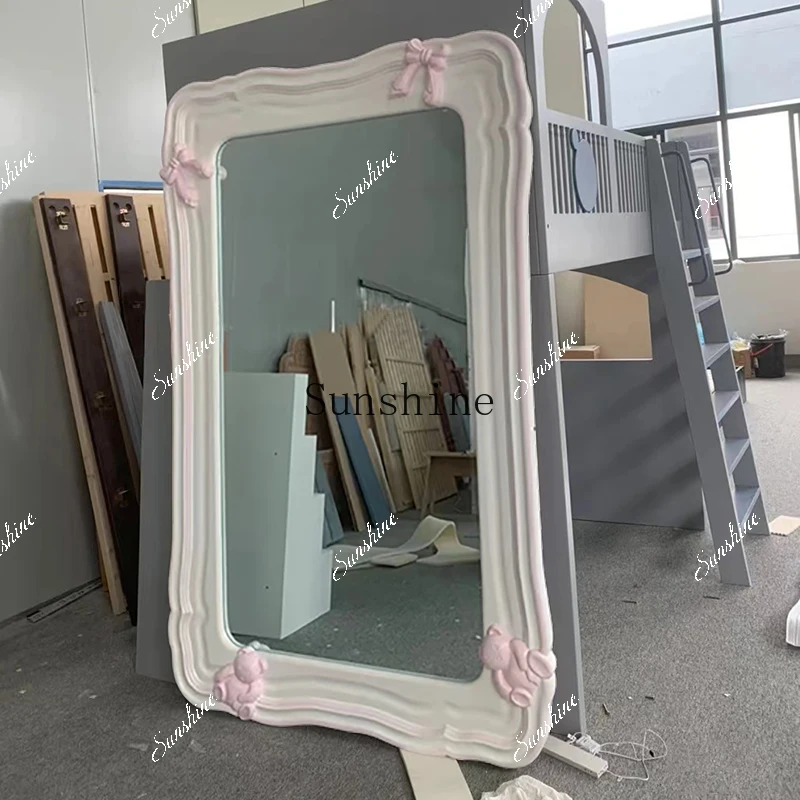 

Household creative wall-mounted floor-to-ceiling mirror for girls, cute and tall and thin bedroom full-length mirror FT