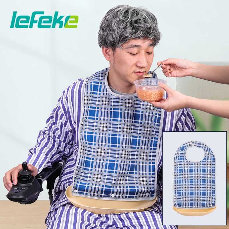 Lefeke Clothing Protector Bibs Adult Elderly Disabled Detachable Crumb Catcher Adult Bibs for Eating Men Women Bibs