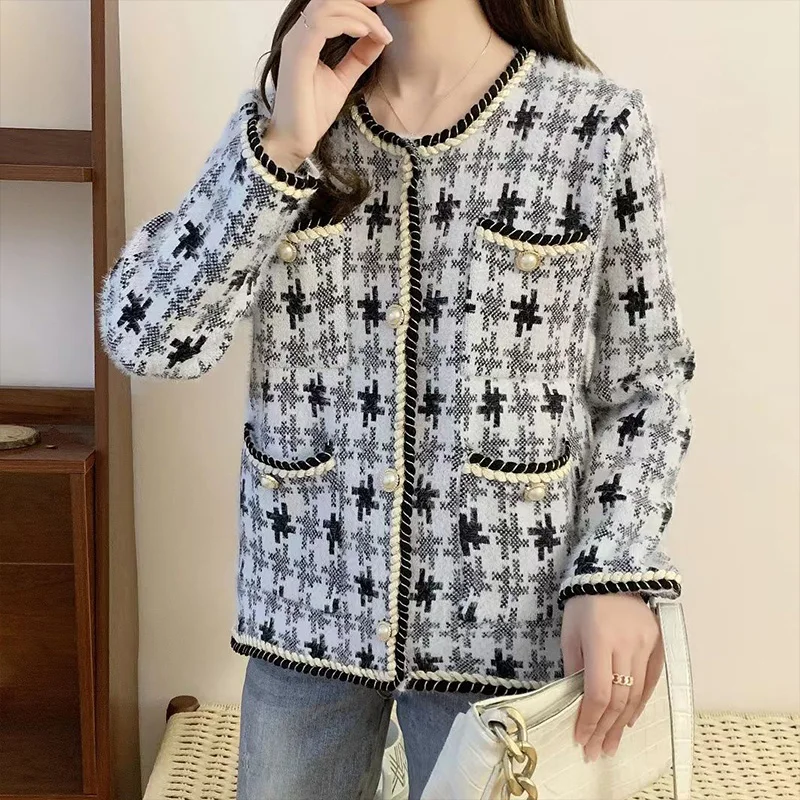 Cárdigan de manga larga para mujer, abrigos de moda KPOP Harajuku, Tops Chic, ropa informal que combina con todo, prendas de vestir exteriores para mujer, Otoño e Invierno