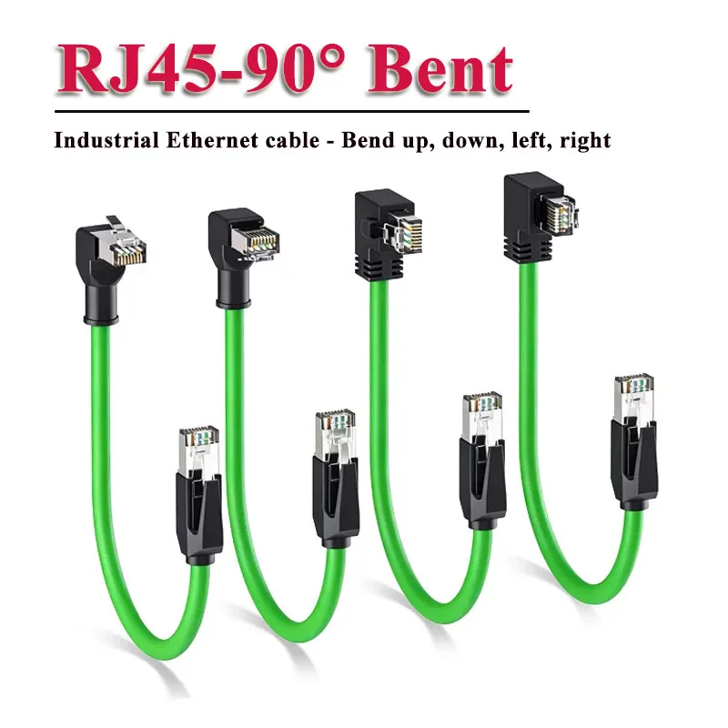 Gigabit CAT6A RJ45 90° Elbow Ethernet Shielded Cable RJ45 EtherCAT Drag Chain Network Wire Industrial Camera Profinet Servo Line