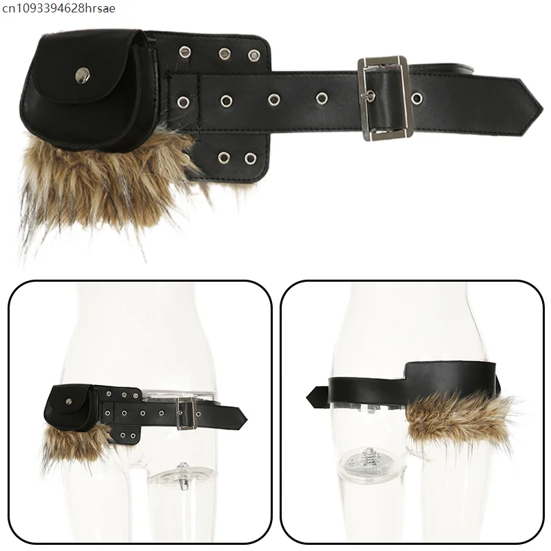 Modny, elegancki pasek ze sztucznego futra Y2k damski styl high street, modny futrzany pasek uniwersalny do jeansów, spodni, sukienek, akcesoria dekoracyjne.