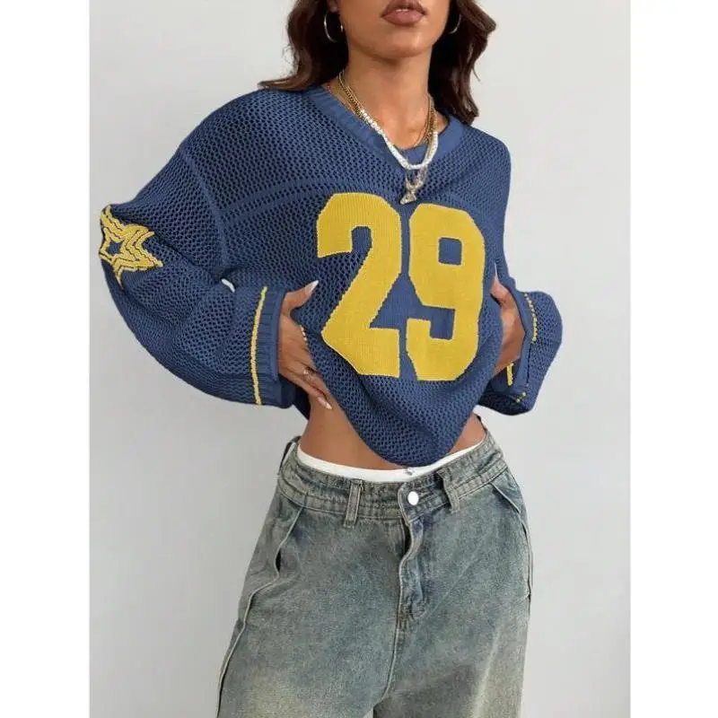 

Men's And Women's Knitted Sweater Color Blo Pattern Embroidery Coolmax Fiber Ciwalk Collar Nine Points Sve Deform...