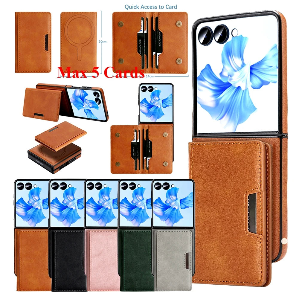 2-in-1 magnetische Ledertasche für Samsung Galaxy Z Flip 7 6 5 4 3 Kartenhalter Kartenfächer Ständer Wireless Charging Phone Cover