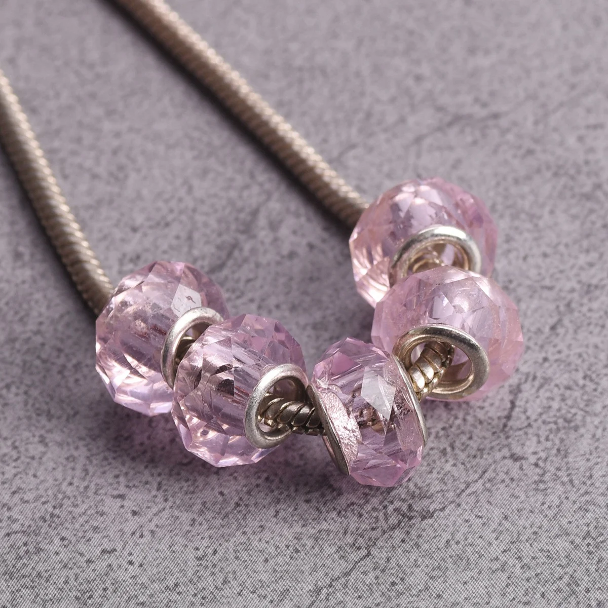 5pcs 14mm Rondelle Faceted European Charms Handmade Lampwork Glass Loose Big Hole Beads For Jewelry Making DIY Bracelet