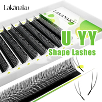 LAKANAKU New U YY Lash U Lash Shape Eyelashes Extensions Shaped Bloom Eye Lashes Natural Soft DIY Premade Fan Lash Extensions