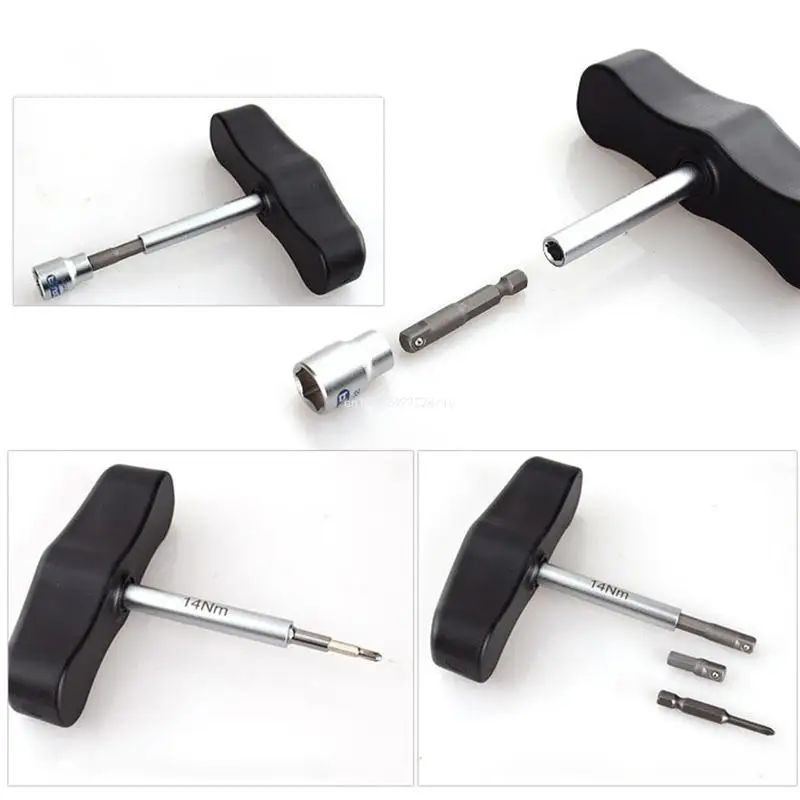 

Fixed Torque Wrench with T-Handle 6/7/8/9/10/11/12/13/14Nm Preset Torque Tool Used for Standard 1/4" Bits Durable