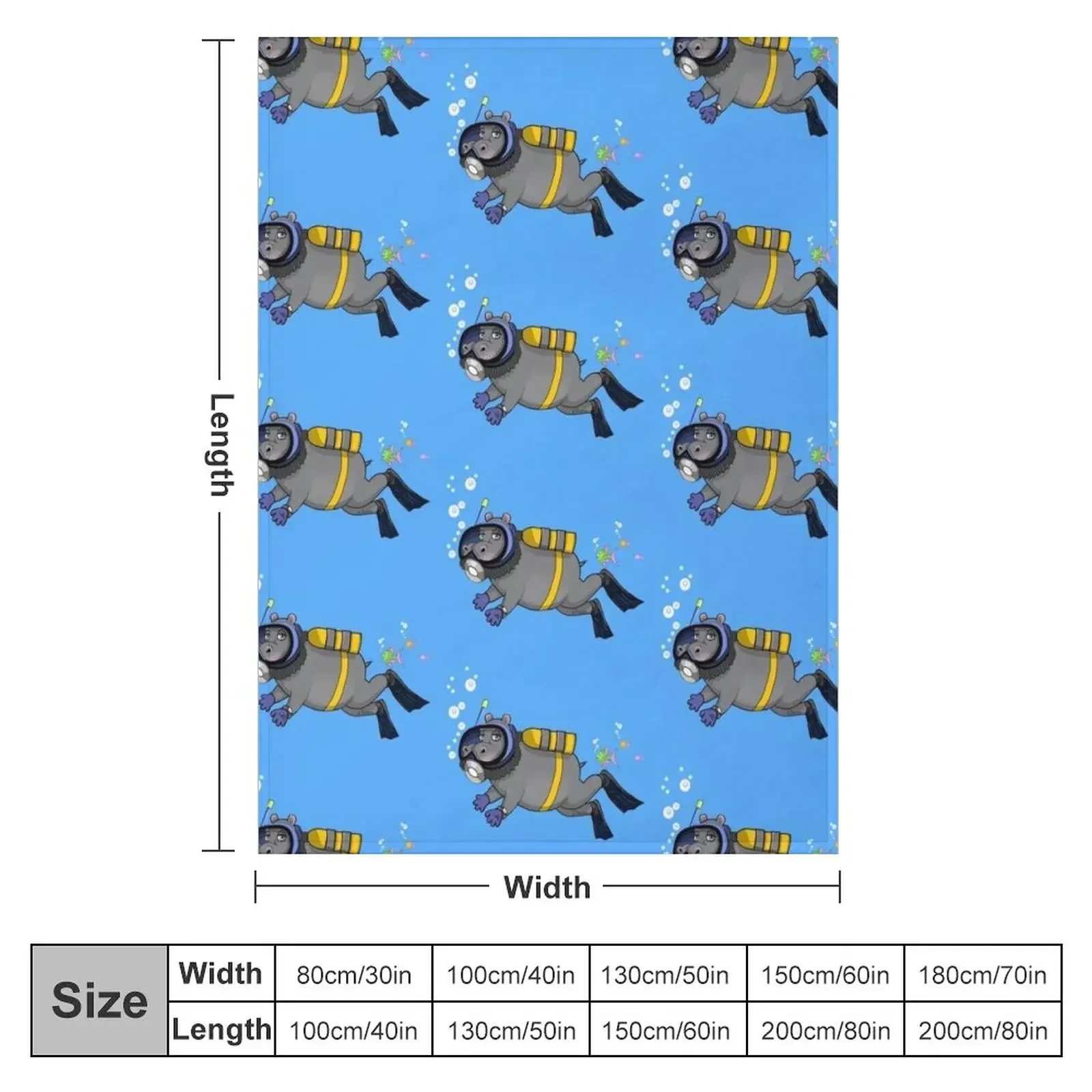 Diver Hippo Throw Blanket Travel Blankets For Bed Blankets