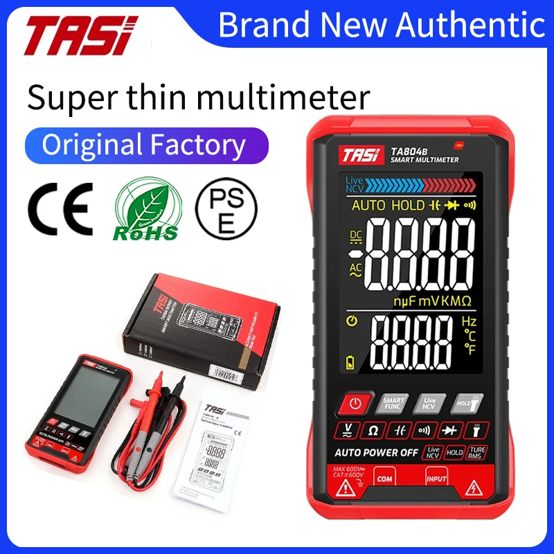 TASI TA804A/B DIGITAL MULTIMETER Professional Auto Tester Multimeter HD Color Screen Ultrathin Intelligent OHM NCV Voltage Meter