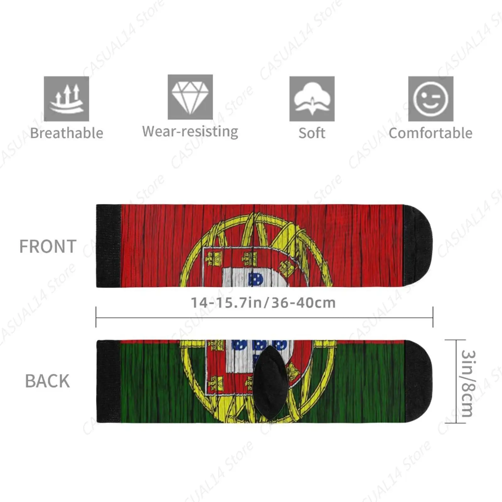 البرتغال البرتغالية العلم الجدة متعة طاقم الجوارب أزياء مريحة الرجال والنساء مجنون اللباس الجوارب