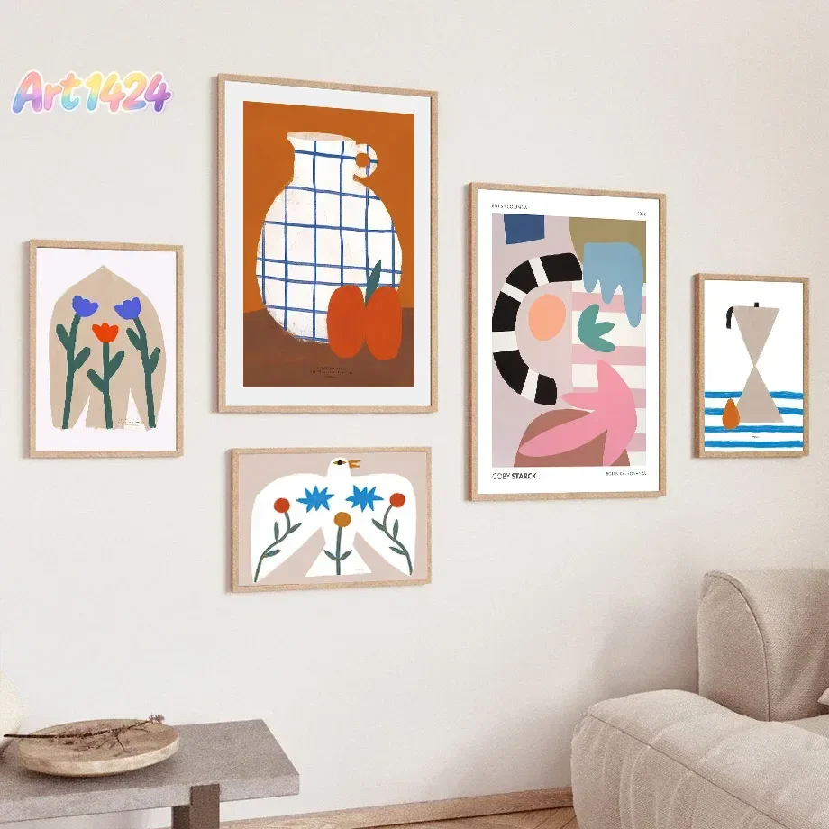Coby Starck Geometry Teapot Pigeon Snake Wall Art Aesthetics Print Canvas Painting Posters for Living Room Modern Home Decor