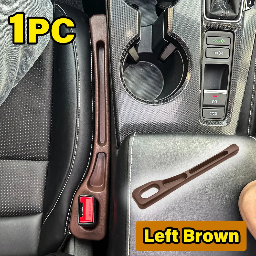 1PC Brown Left Car Seat Gap Plug Strip Side Seam Car Gap Filler Leak Proof Seat Gap Storage Organizer Interior Accessories