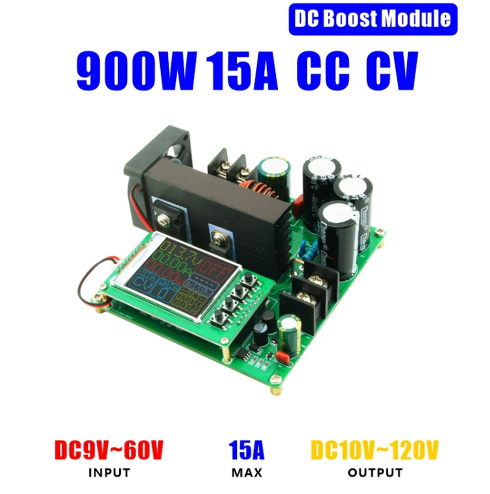 1-5P BST900W DC-DC Boost Converter LCD Display Step Up Power Supply Module 8-60V to 10-120V Voltage Transformer Module Regulator