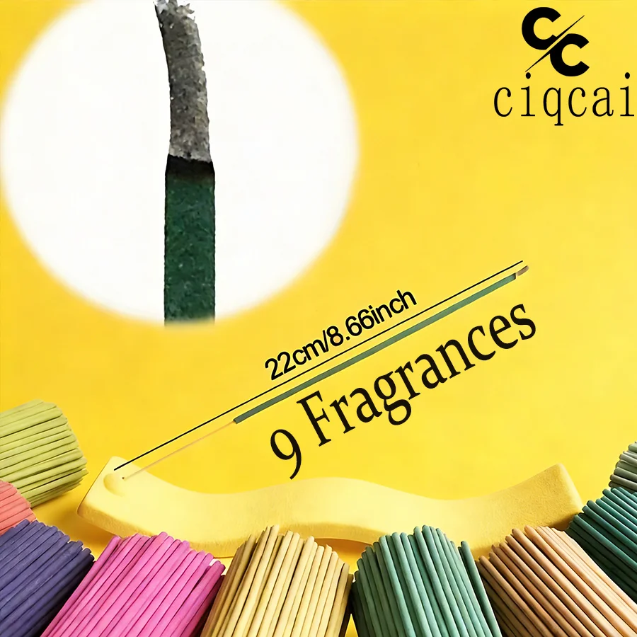 9 Types of Floral and Herbal Scented Incense Sticks Set, 22cm Handmade Bamboo Incense Sticks, Including Lemongrass, White Sage, Jasmine, Peppermint, Rose, Lavender, Dragon Blood, Sandalwood, Cherry Blossom, Etc., Suitable for Yoga, Meditation, Relaxation, and Sleep