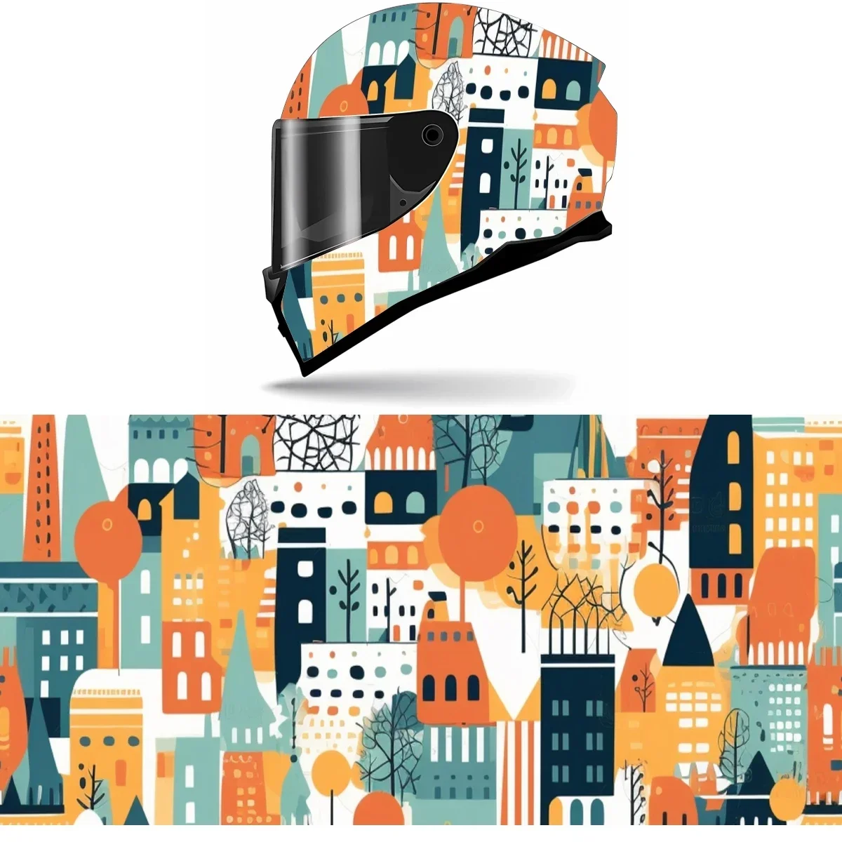 

A Colorful Landscape Mountains Full Helmet Wrap Sticker Motorcycle Helmet Racing Graphic Decal Vinyl Wrap Helmet Decor Sticker