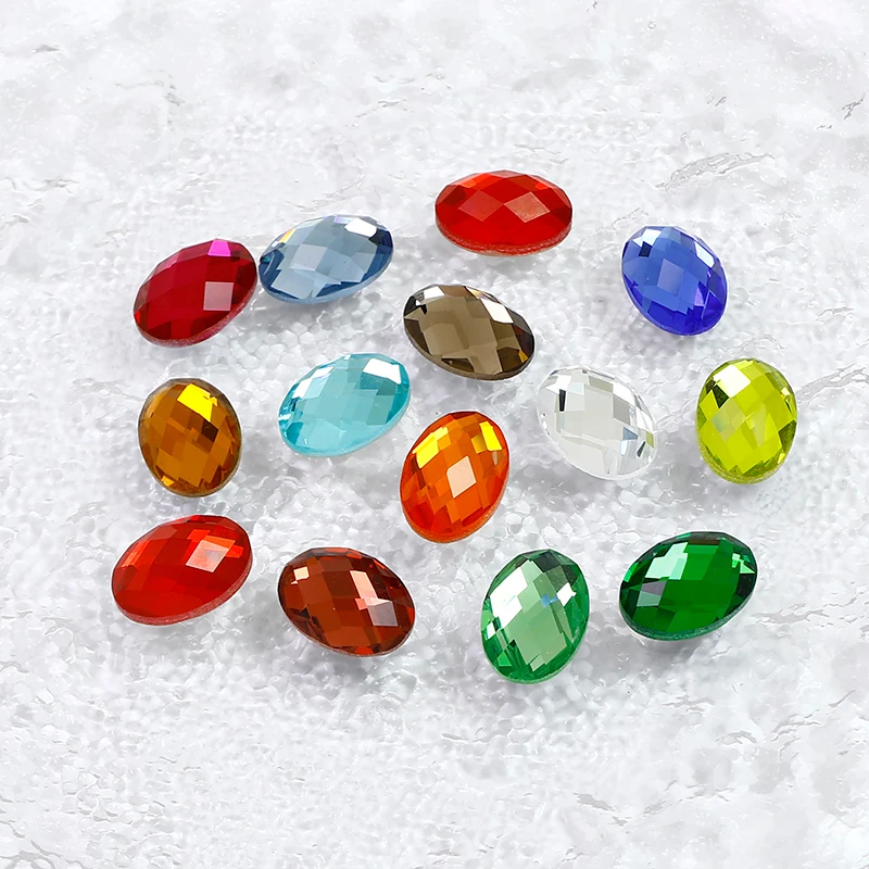 Oval Button Shape Flat Back Glass Rhinestones DIY Glass Beads Strass Accesories For Garment Needlework Cloths