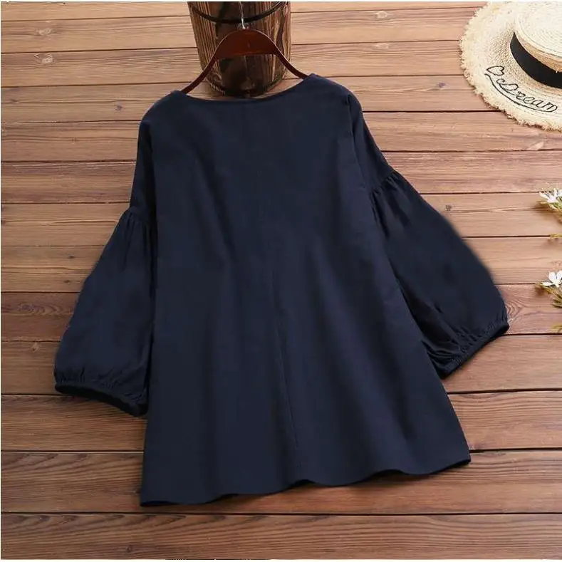 

Slimming Lantern Sve irt Women's Top Cotton Linen Material Nine Points Sve Deformable Regular Thin Summer New