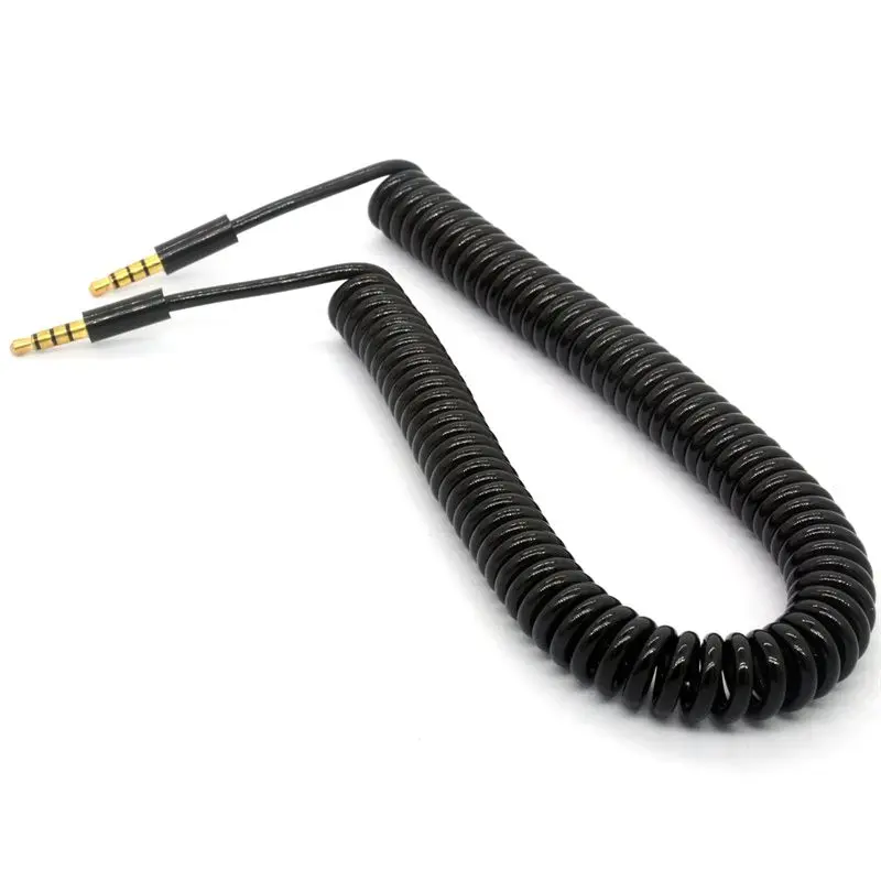 Rallonge Jack 3.5mm 4 Pole 3.5mm TRRS to TRRS 4 Pole Headphone Stereo Audio AUX Spring Coiled Spiral Cable