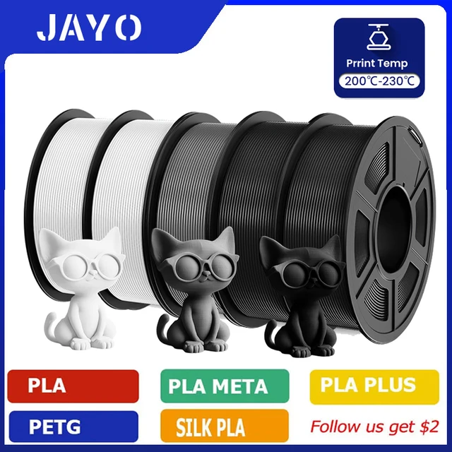 JAYO 5 rolek PLA/PLA Plus/petg/ABS/TPU/PLA meta/PLAYG/HS-PLA Filament do drukarek 3D 1,75 mm FDM Materiały do drukarek 3D do drukarek 3D