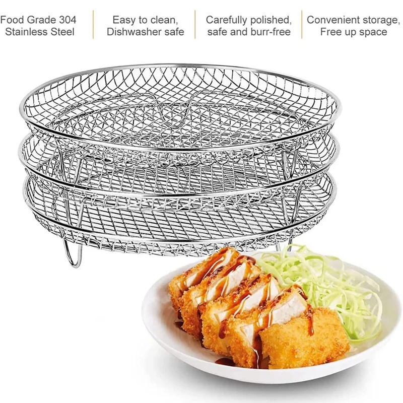 Air Fryer Rack Three Stackable Rack For Gowise Phillips USA Cozyna Ninjia Airfryer