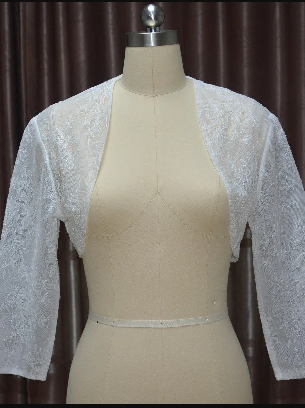 Chaqueta de encaje, accesorios de boda, bolero nupcial, chaqueta de media manga