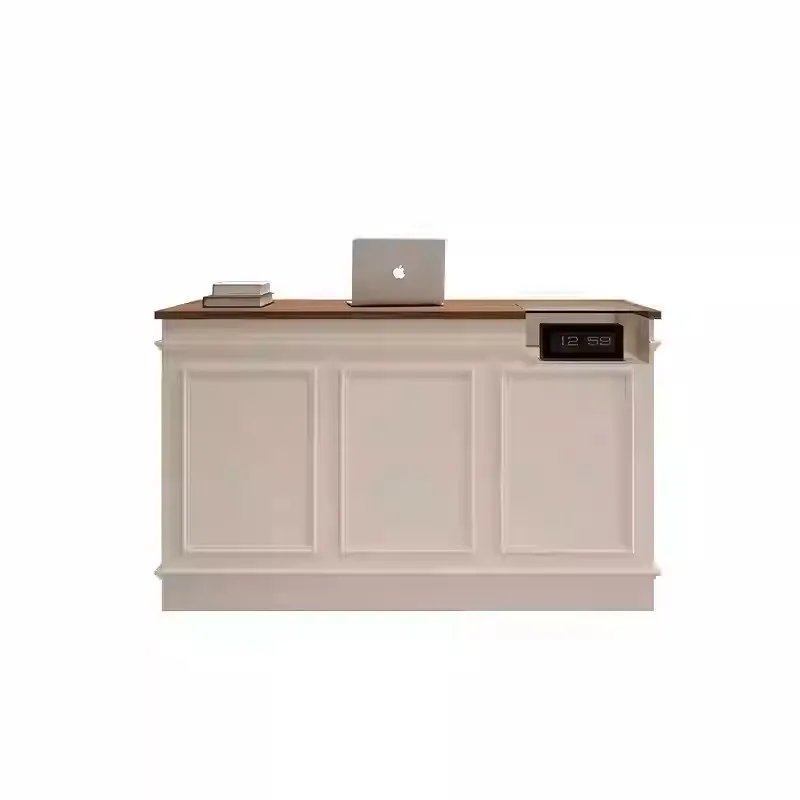 

az-Milk Shop French-Style Minimalist Modern Reception Desk Storage Custom Checkout Counter for Clothing Store Baking Paint Desk@