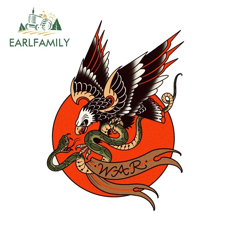 EARLFAMILY 13cm Demon Snake Tattoo Car Sticker Animal Printing Japanese Wings Bumper Decal Creative Refrigerator Accessories