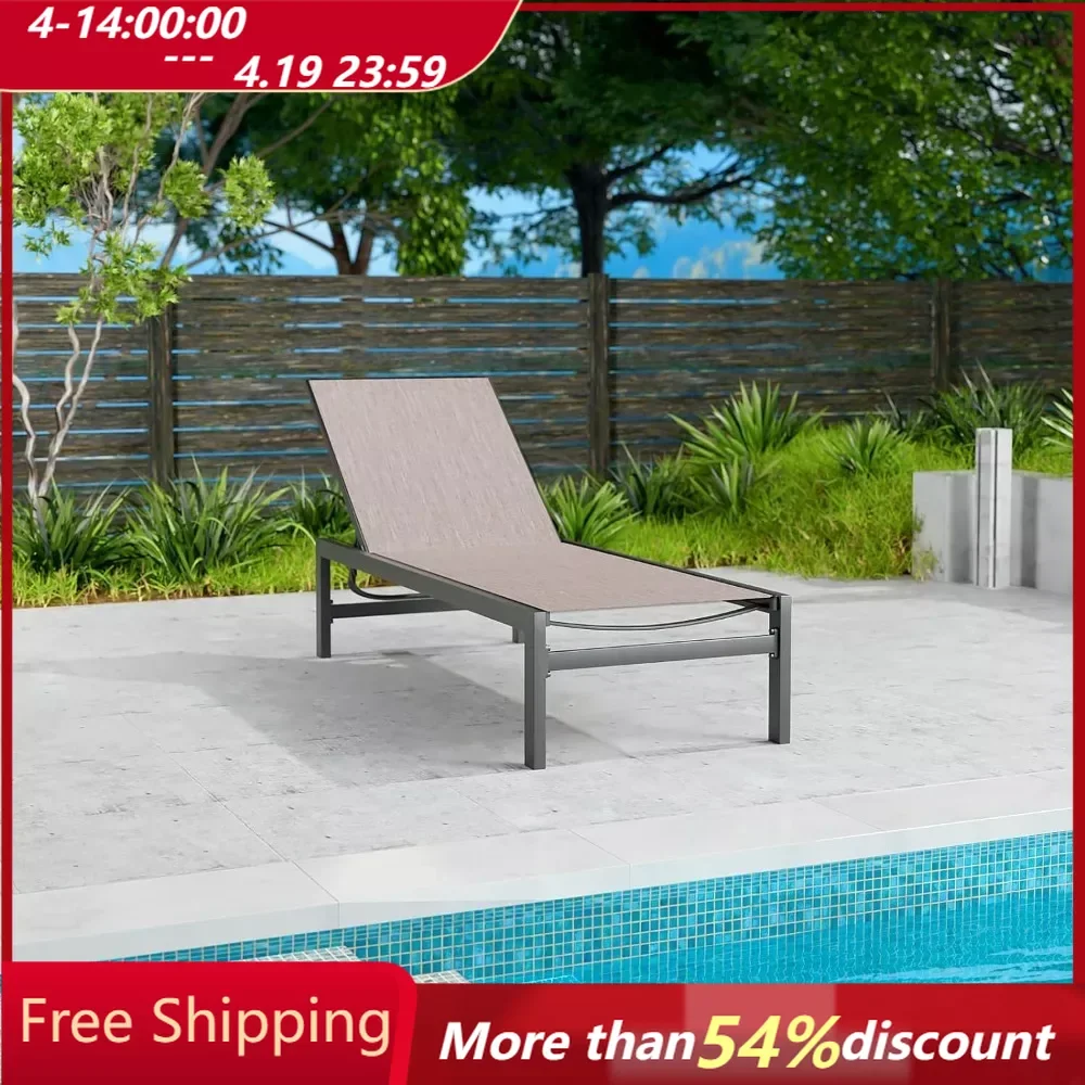 

Outdoor Chaise Lounge Chair, Aluminum Set of 1, Flat Lounge Chairs for Pools, Outdoor Chaise Lounge Chair