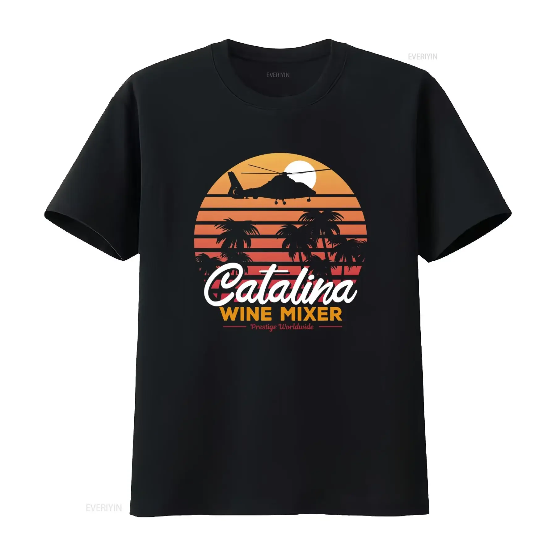Catalina Wine Mixer Prestige Worldwide Helicopter Palm Trees Sunset T Shirt S 5Xl vintage Washed Soft designer clothes