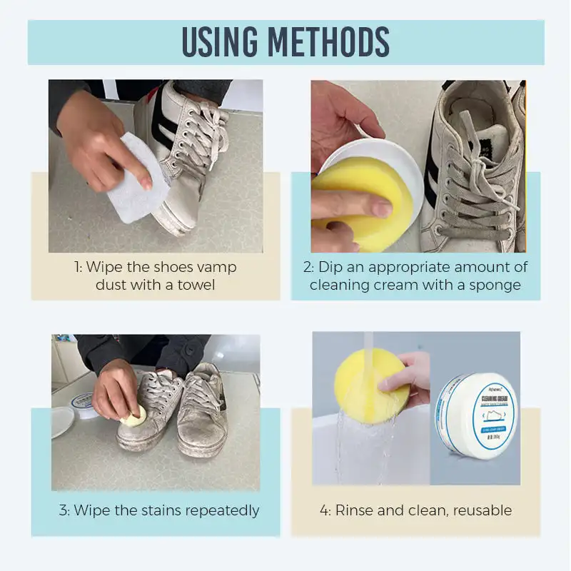 Reusable White Shoe Cleanning Cream Shoe Cleaner Household Sports Shoes Canvas Shoes Cleaner Cleaning Tools With Wipe Sponge