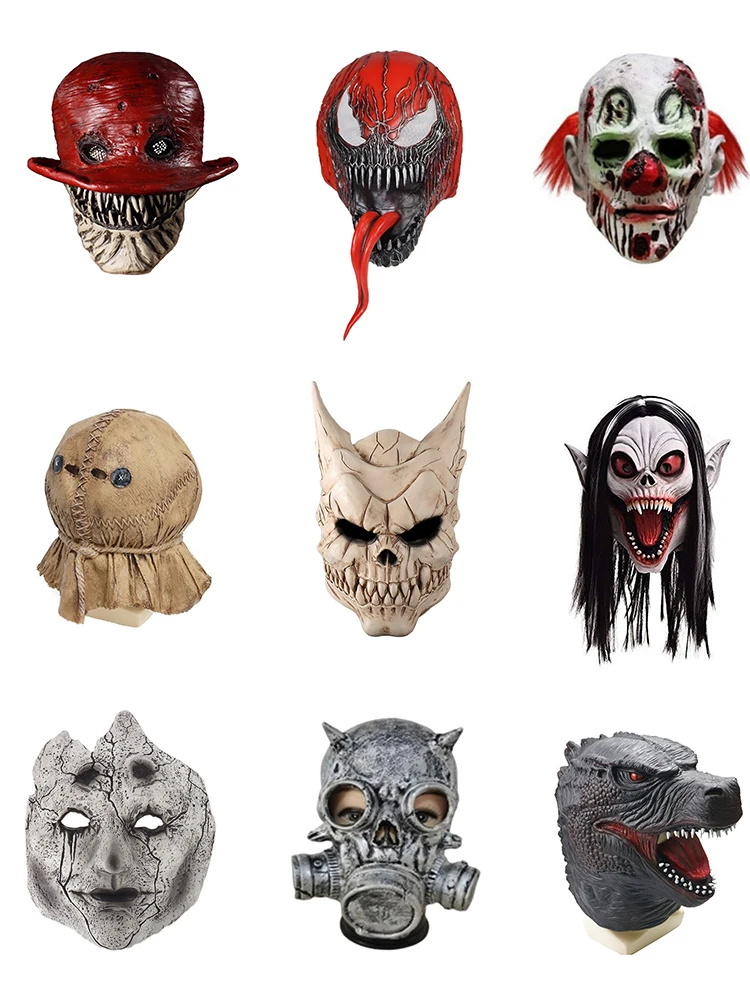 

Horror Monster Mask Superhero Movie Cosplay Head Cover Halloween Costume Party Haunted House Prank Prop Long Tongue Latex Masks