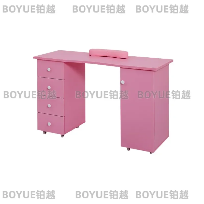 Beauty shop manicure table pink commercial board with hand pillow drawer manicure work table