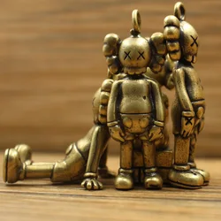 New Brass Couple Cartoon Doll Metal Figurine Car Keychain Pendant Decorative Figurines Kawaii Accessoires Miniatures