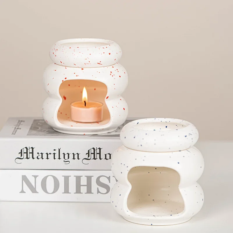 Detachable Ceramic Donut  Essential Oil Burner Waxes Melt Burner Warmer Candle Holder Tabletop Ornament Home Decor Yoga Spa Gift