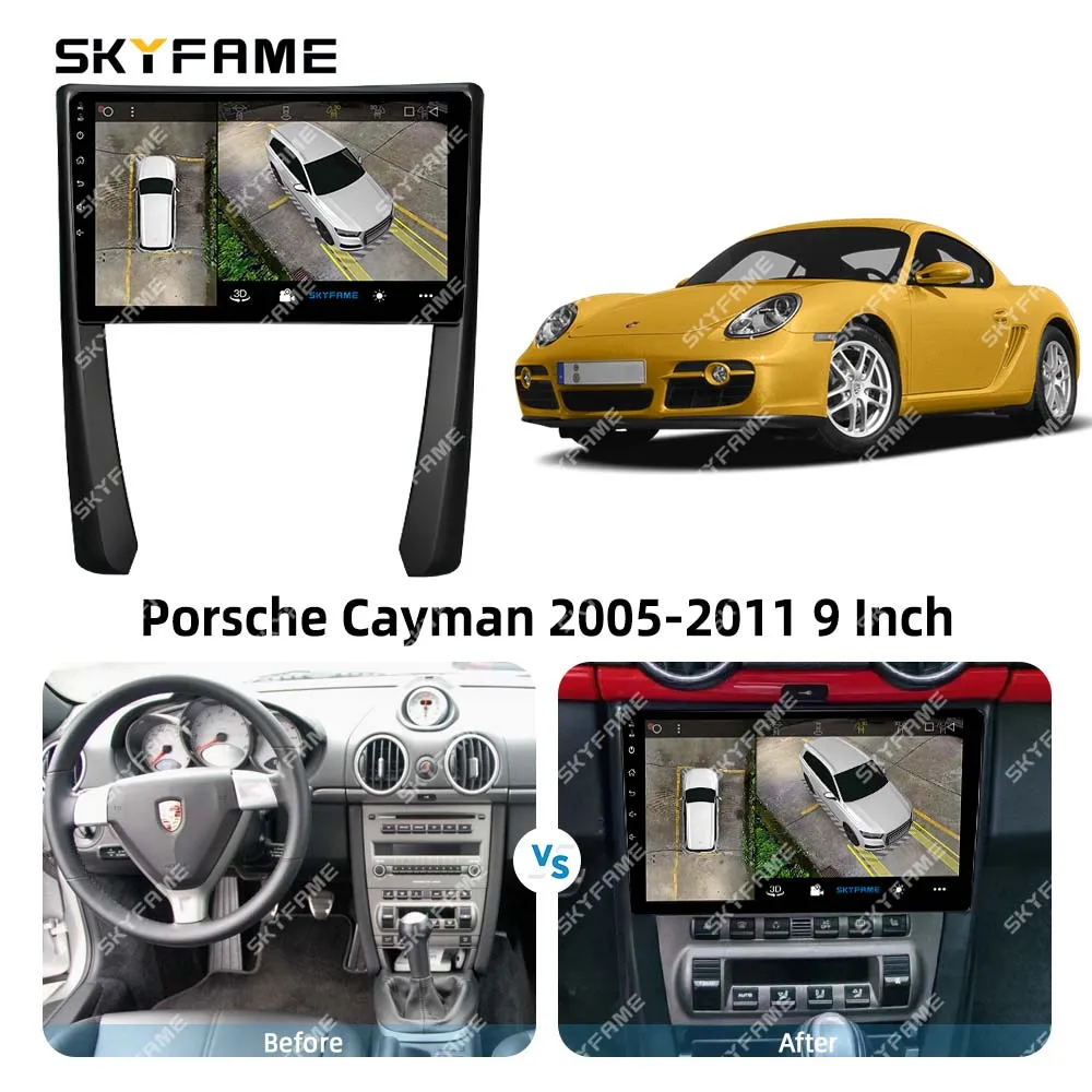 إطار SKYFAME-محول Fascia ، جهاز فك ترميز صندوق Canbus ، راديو أندرويد ، طقم لوحة تركيب لوحة ، Porsche ، Box ، Cayman