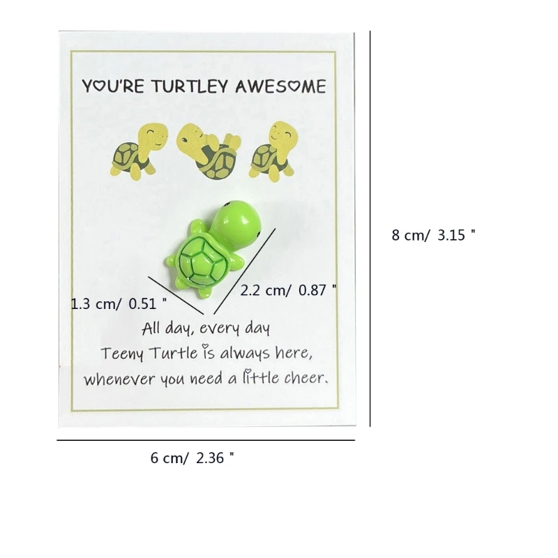 Mini Tortoises Toy Pockets Hug Turtles Card Emotional Supports Sea Turtles Ornamentt with Greeting Card Keepsaker Gift