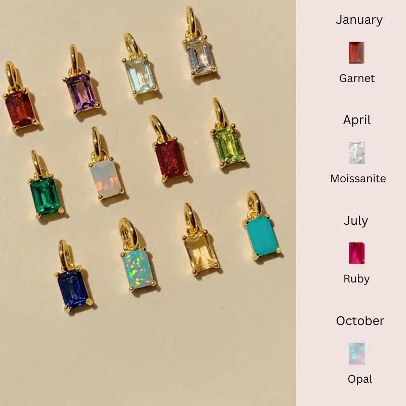 

Lateefah Hot Selling Titanium Steel Necklace Rectangle 12 Months Birthstone Pendant Colorful Zircon Clavicle Chain Female