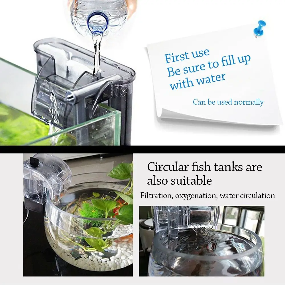 Durable waterfall Fish tank filter wall-mounted 3 in 1 Waterfall Filter Box Built-in Silent Clean water cycle for Home