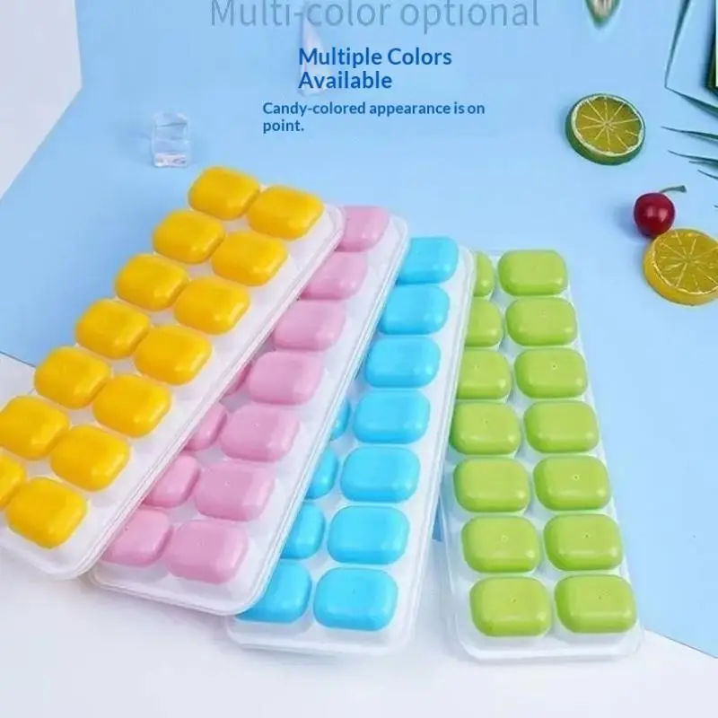 14 Cube Silicone Mold Ice Tray with Lid Easy Release for Home Freezing Needs
