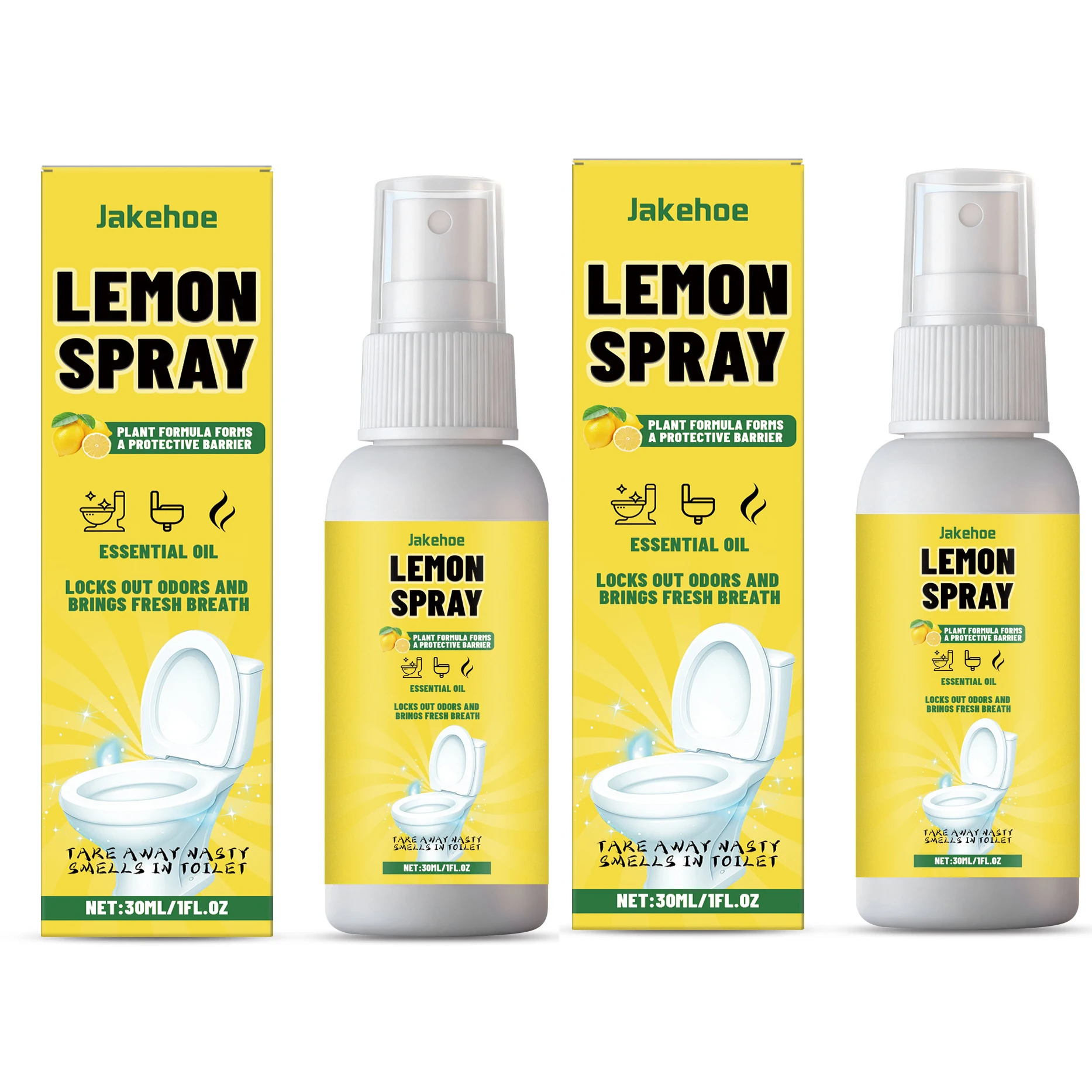 30ml Portable Deodorizer Spray Air Freshener Toilet Odor Elimination Cleaning Agent Bathroom Deodorant Long-lasting Lemon Flavor